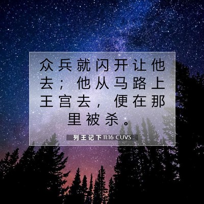 Picture 07 - 列 王 记 下 11:16 CUVS - 众 兵 就 闪 开 让 他 去 ； 他 从 马 - Bible Verse Picture