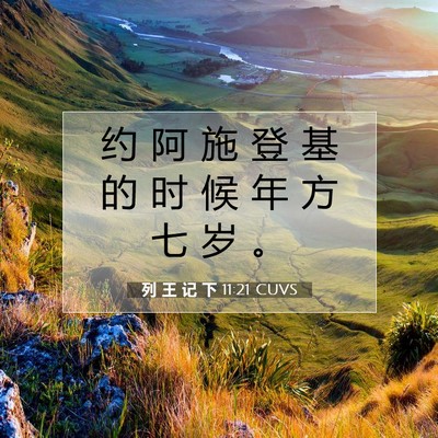 Picture 07 - 列 王 记 下 11:21 CUVS - 约 阿 施 登 基 的 时 候 年 方 七 岁 - Bible Verse Picture