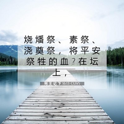 Picture 07 - 列 王 记 下 16:13 CUVS - 烧 燔 祭 、 素 祭 、 浇 奠 祭 ， 将 - Bible Verse Picture