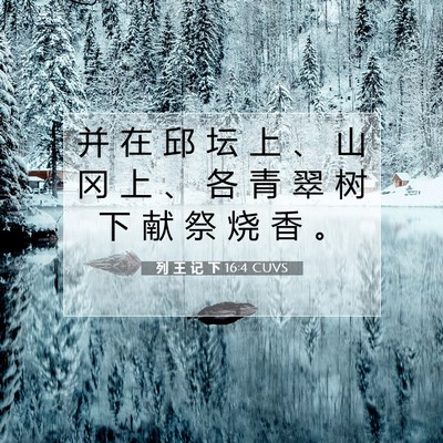 Picture 07 - 列 王 记 下 16:4 CUVS - 并 在 邱 坛 上 、 山 冈 上 、 各 青 - Bible Verse Picture