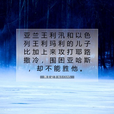 Picture 07 - 列 王 记 下 16:5 CUVS - 亚 兰 王 利 汛 和 以 色 列 王 利 玛 - Bible Verse Picture