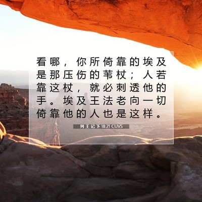 Picture 07 - 列 王 记 下 18:21 CUVS - 看 哪 ， 你 所 倚 靠 的 埃 及 是 那 - Bible Verse Picture