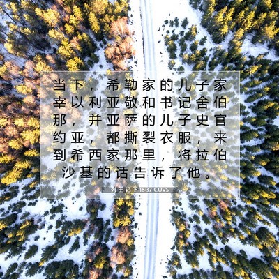 Picture 07 - 列 王 记 下 18:37 CUVS - 当 下 ， 希 勒 家 的 儿 子 家 宰 以 - Bible Verse Picture
