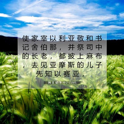 Picture 07 - 列 王 记 下 19:2 CUVS - 使 家 宰 以 利 亚 敬 和 书 记 舍 伯 - Bible Verse Picture