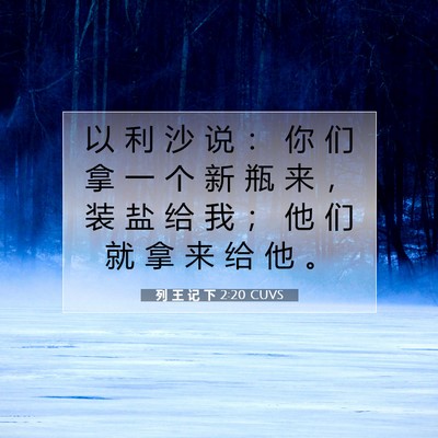 Picture 07 - 列 王 记 下 2:20 CUVS - 以 利 沙 说 ： 你 们 拿 一 个 新 瓶 - Bible Verse Picture
