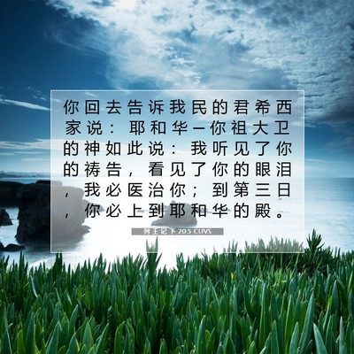 Picture 07 - 列 王 记 下 20:5 CUVS - 你 回 去 告 诉 我 民 的 君 希 西 家 - Bible Verse Picture
