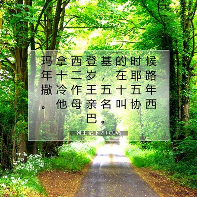 Picture 07 - 列 王 记 下 21:1 CUVS - 玛 拿 西 登 基 的 时 候 年 十 二 岁 - Bible Verse Picture