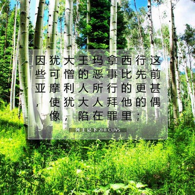 Picture 07 - 列 王 记 下 21:11 CUVS - 因 犹 大 王 玛 拿 西 行 这 些 可 憎 - Bible Verse Picture