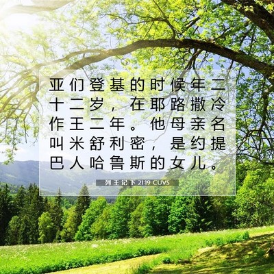 Picture 07 - 列 王 记 下 21:19 CUVS - 亚 们 登 基 的 时 候 年 二 十 二 岁 - Bible Verse Picture