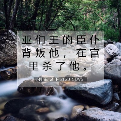 Picture 07 - 列 王 记 下 21:23 CUVS - 亚 们 王 的 臣 仆 背 叛 他 ， 在 宫 - Bible Verse Picture