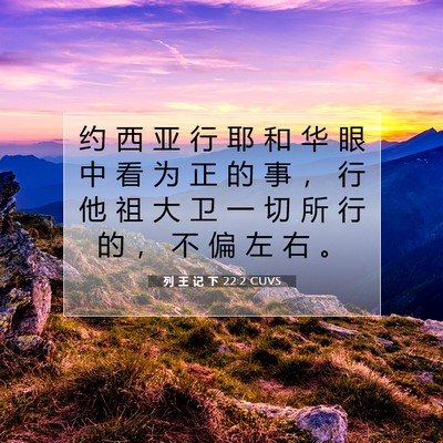 Picture 07 - 列 王 记 下 22:2 CUVS - 约 西 亚 行 耶 和 华 眼 中 看 为 正 - Bible Verse Picture