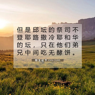 Picture 07 - 列 王 记 下 23:9 CUVS - 但 是 邱 坛 的 祭 司 不 登 耶 路 撒 - Bible Verse Picture