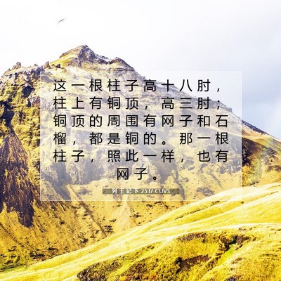 Picture 07 - 列 王 记 下 25:17 CUVS - 这 一 根 柱 子 高 十 八 肘 ， 柱 上 - Bible Verse Picture