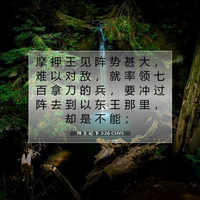 Picture 07 - 列 王 记 下 3:26 CUVS - 摩 押 王 见 阵 势 甚 大 ， 难 以 对 - Bible Verse Picture