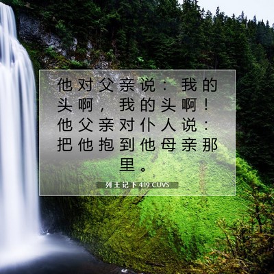 Picture 07 - 列 王 记 下 4:19 CUVS - 他 对 父 亲 说 ： 我 的 头 啊 ， 我 - Bible Verse Picture