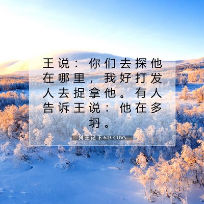 Picture 07 - 列 王 记 下 6:13 CUVS - 王 说 ： 你 们 去 探 他 在 哪 里 ， - Bible Verse Picture