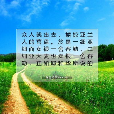 Picture 07 - 列 王 记 下 7:16 CUVS - 众 人 就 出 去 ， 掳 掠 亚 兰 人 的 - Bible Verse Picture