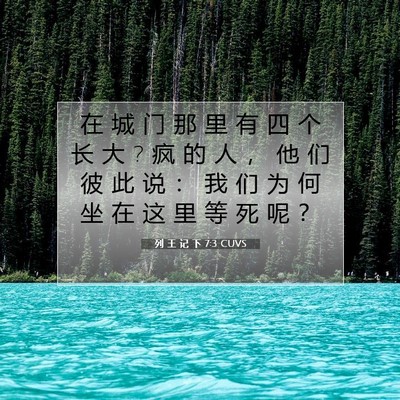 Picture 07 - 列 王 记 下 7:3 CUVS - 在 城 门 那 里 有 四 个 长 大 ? 疯 的 - Bible Verse Picture