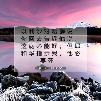 Picture 07 - 列 王 记 下 8:10 CUVS - 以 利 沙 对 哈 薛 说 ： 你 回 去 告 - Bible Verse Picture