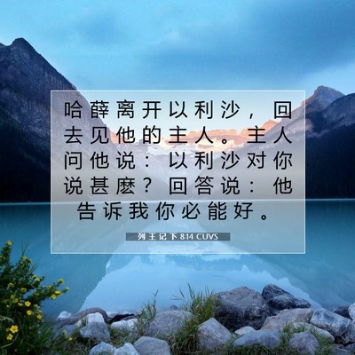 Picture 07 - 列 王 记 下 8:14 CUVS - 哈 薛 离 开 以 利 沙 ， 回 去 见 他 - Bible Verse Picture