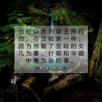 Picture 07 - 列 王 记 下 8:18 CUVS - 他 行 以 色 列 诸 王 所 行 的 ， 与 - Bible Verse Picture