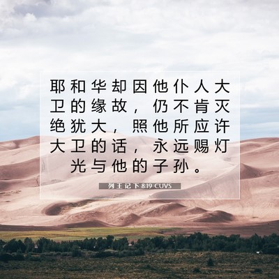 Picture 07 - 列 王 记 下 8:19 CUVS - 耶 和 华 却 因 他 仆 人 大 卫 的 缘 - Bible Verse Picture