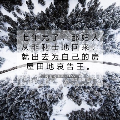 Picture 07 - 列 王 记 下 8:3 CUVS - 七 年 完 了 ， 那 妇 人 从 非 利 士 - Bible Verse Picture