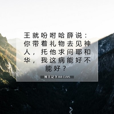 Picture 07 - 列 王 记 下 8:8 CUVS - 王 就 吩 咐 哈 薛 说 ： 你 带 着 礼 - Bible Verse Picture