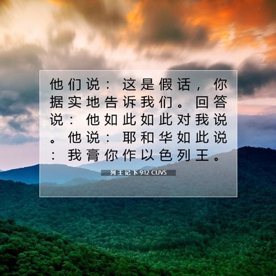 Picture 07 - 列 王 记 下 9:12 CUVS - 他 们 说 ： 这 是 假 话 ， 你 据 实 - Bible Verse Picture