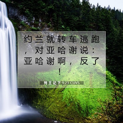 Picture 07 - 列 王 记 下 9:23 CUVS - 约 兰 就 转 车 逃 跑 ， 对 亚 哈 谢 - Bible Verse Picture