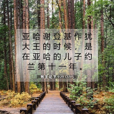 Picture 07 - 列 王 记 下 9:29 CUVS - 亚 哈 谢 登 基 作 犹 大 王 的 时 候 - Bible Verse Picture