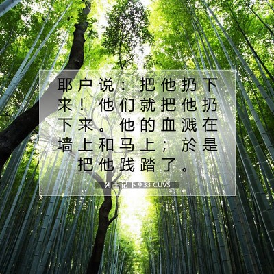 Picture 07 - 列 王 记 下 9:33 CUVS - 耶 户 说 ： 把 他 扔 下 来 ！ 他 们 - Bible Verse Picture