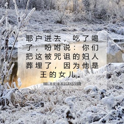 Picture 07 - 列 王 记 下 9:34 CUVS - 耶 户 进 去 ， 吃 了 喝 了 ， 吩 咐 - Bible Verse Picture