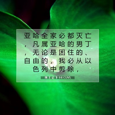 Picture 07 - 列 王 记 下 9:8 CUVS - 亚 哈 全 家 必 都 灭 亡 ， 凡 属 亚 - Bible Verse Picture