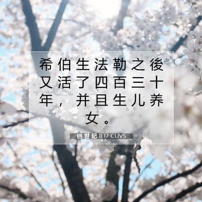 Picture 07 - 创 世 纪 11:17 CUVS - 希 伯 生 法 勒 之 後 又 活 了 四 百 - Bible Verse Picture