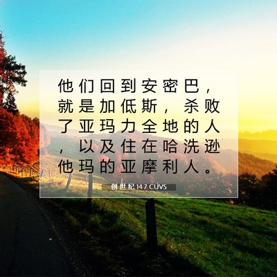 Picture 07 - 创 世 纪 14:7 CUVS - 他 们 回 到 安 密 巴 ， 就 是 加 低 - Bible Verse Picture
