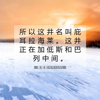 Picture 07 - 创 世 纪 16:14 CUVS - 所 以 这 井 名 叫 庇 耳 拉 海 莱 。 - Bible Verse Picture