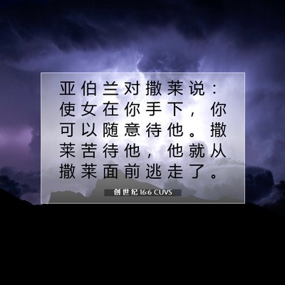 Picture 07 - 创 世 纪 16:6 CUVS - 亚 伯 兰 对 撒 莱 说 ： 使 女 在 你 - Bible Verse Picture