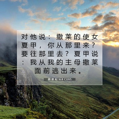 Picture 07 - 创 世 纪 16:8 CUVS - 对 他 说 ： 撒 莱 的 使 女 夏 甲 ， - Bible Verse Picture