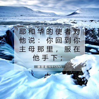Picture 07 - 创 世 纪 16:9 CUVS - 耶 和 华 的 使 者 对 他 说 ： 你 回 - Bible Verse Picture
