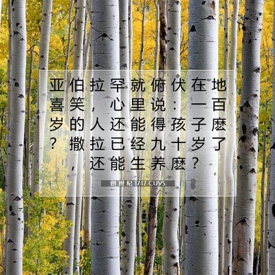 Picture 07 - 创 世 纪 17:17 CUVS - 亚 伯 拉 罕 就 俯 伏 在 地 喜 笑 ， - Bible Verse Picture