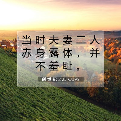 Picture 07 - 创 世 纪 2:25 CUVS - 当 时 夫 妻 二 人 赤 身 露 体 ， 并 - Bible Verse Picture