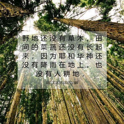 Picture 07 - 创 世 纪 2:5 CUVS - 野 地 还 没 有 草 木 ， 田 间 的 菜 - Bible Verse Picture