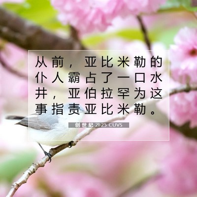 Picture 07 - 创 世 纪 21:25 CUVS - 从 前 ， 亚 比 米 勒 的 仆 人 霸 占 - Bible Verse Picture