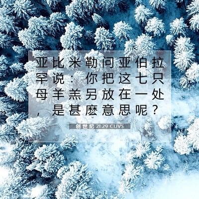 Picture 07 - 创 世 纪 21:29 CUVS - 亚 比 米 勒 问 亚 伯 拉 罕 说 ： 你 - Bible Verse Picture