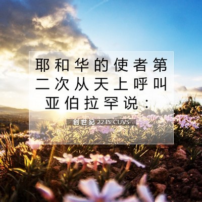 Picture 07 - 创 世 纪 22:15 CUVS - 耶 和 华 的 使 者 第 二 次 从 天 上 - Bible Verse Picture