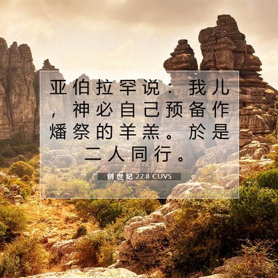 Picture 07 - 创 世 纪 22:8 CUVS - 亚 伯 拉 罕 说 ： 我 儿 ， 神 必 自 - Bible Verse Picture
