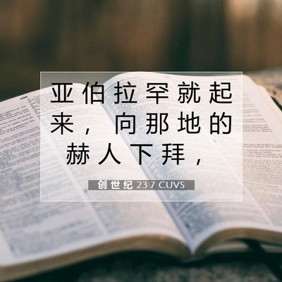 Picture 07 - 创 世 纪 23:7 CUVS - 亚 伯 拉 罕 就 起 来 ， 向 那 地 的 - Bible Verse Picture
