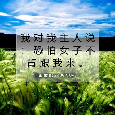 Picture 07 - 创 世 纪 24:39 CUVS - 我 对 我 主 人 说 ： 恐 怕 女 子 不 - Bible Verse Picture