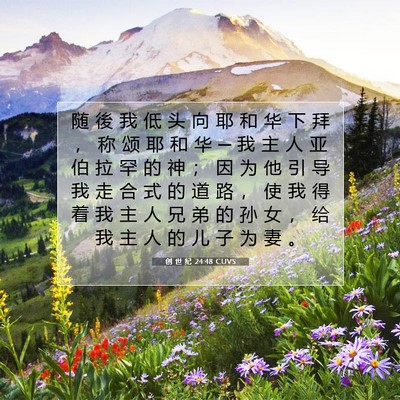 Picture 07 - 创 世 纪 24:48 CUVS - 随 後 我 低 头 向 耶 和 华 下 拜 ， - Bible Verse Picture